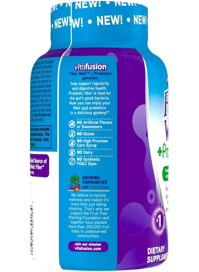 Vitafusion - Vitafusion Fiber Well + Probiotics Gummies for Adults, 60 Count - Image 1