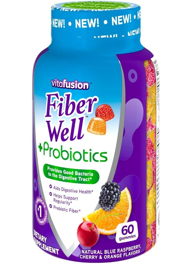 Vitafusion - Vitafusion Fiber Well + Probiotics Gummies for Adults, 60 Count - Image 1
