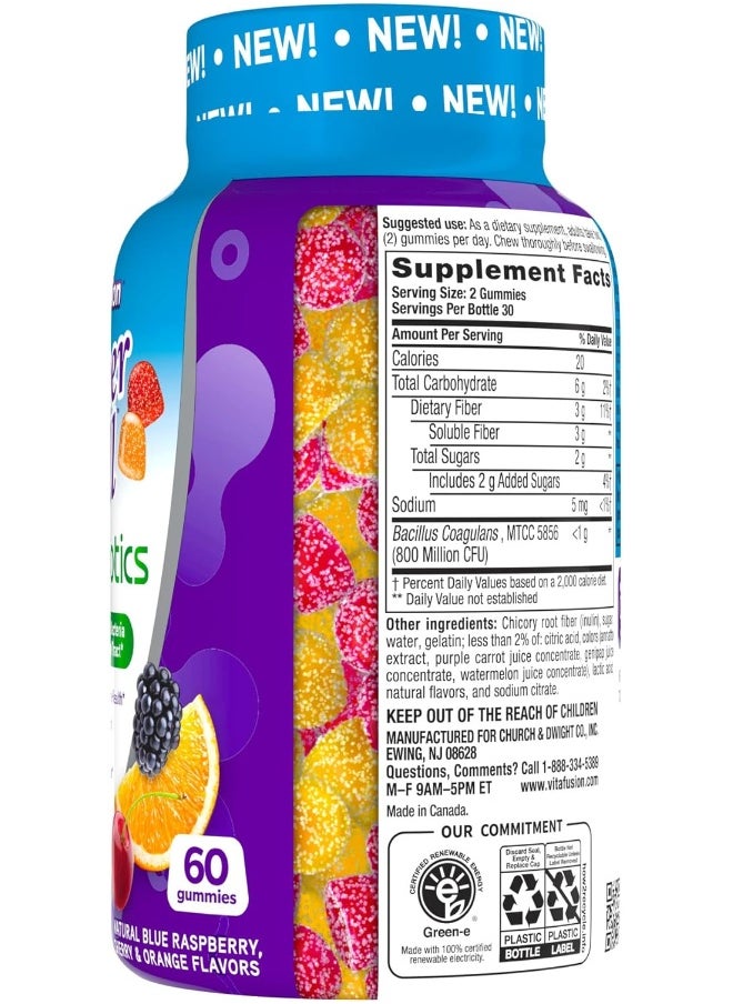 Vitafusion - Vitafusion Fiber Well + Probiotics Gummies for Adults, 60 Count - Image 1