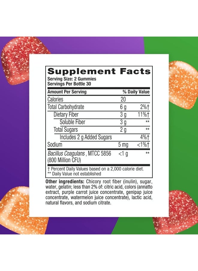 Vitafusion - Vitafusion Fiber Well + Probiotics Gummies for Adults, 60 Count - Image 1