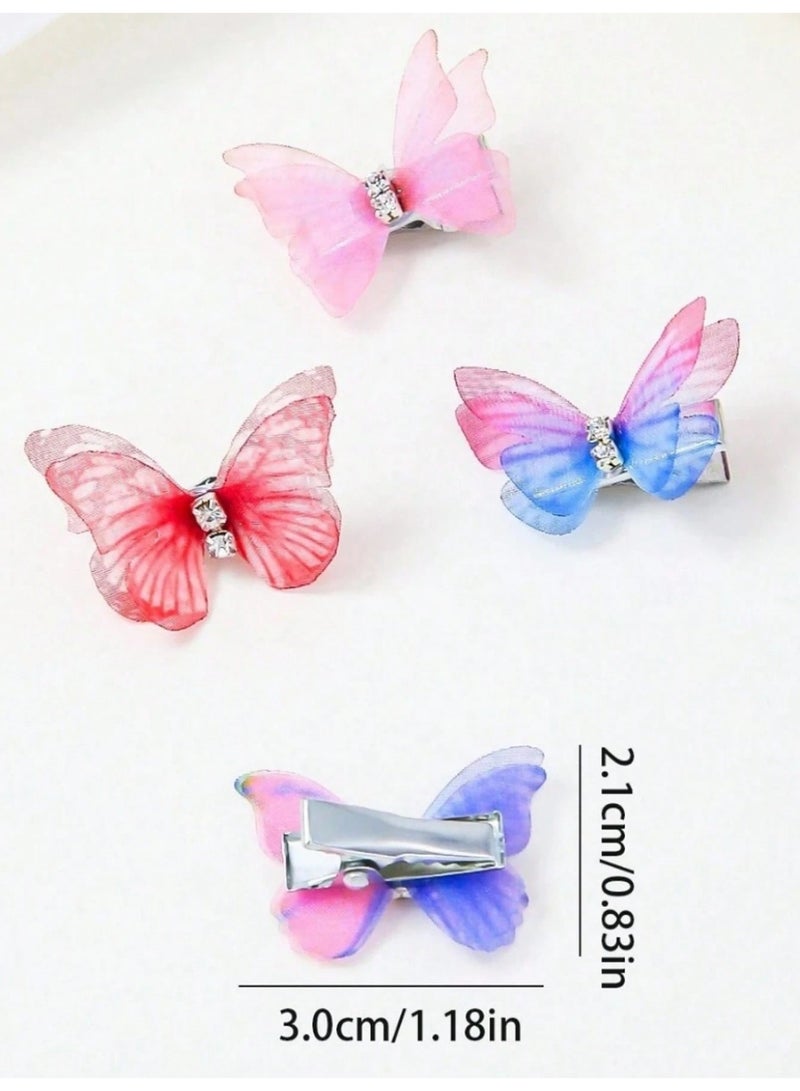 مشابك شعر للبنات على شكل فراشات ملونة مجموعة 18 قطعة - Image 3