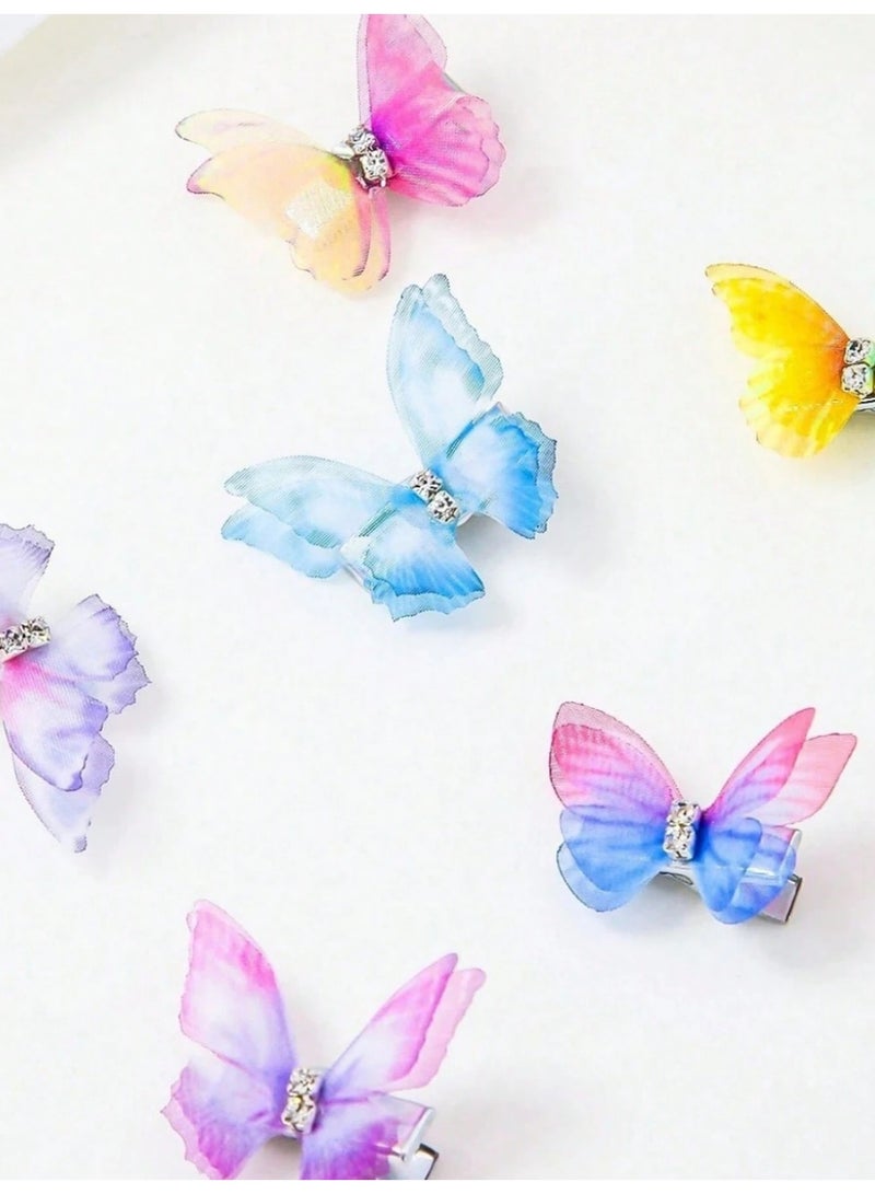 مشابك شعر للبنات على شكل فراشات ملونة مجموعة 18 قطعة - Image 2