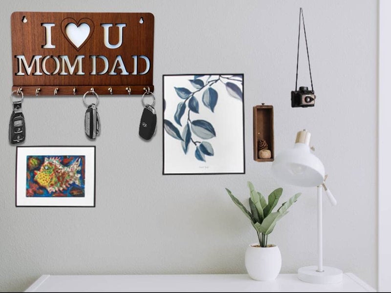 My Dream Carts I Love You Mom Dad Key Holder, Wooden Keychain Hanger, Key Hanger for Home Decor, Key Chain Holder for Wall Gift for World's Best Mother & Father, Designer Wall Mounted, Keys Organizer - Image 5