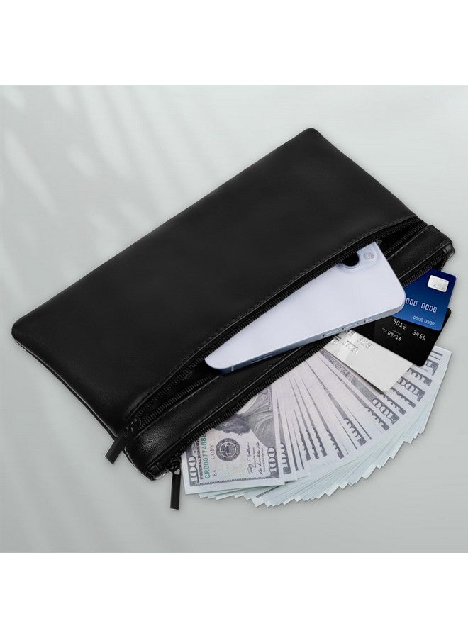 هاوتوكو حقيبة نقود بسحاب 11 × 6.1 بوصة حقيبة نقود مبطنة من الجلد الصناعي مع جيبين محفظة متعددة الأغراض للنقود والشيكات والإيصالات والعملات المعدنية ومستحضرات التجميل - Image 1