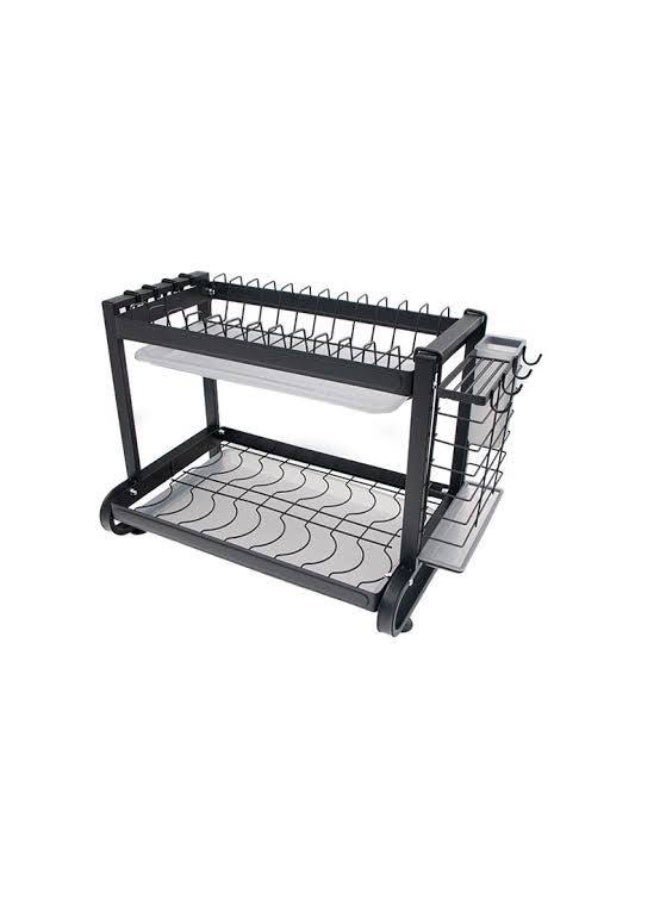 Imported 2-Tier Metal Dish Rack with Electrostatic Coating Rust-Resistant Elegant Kitchen Organizer  Hn  - Image 2