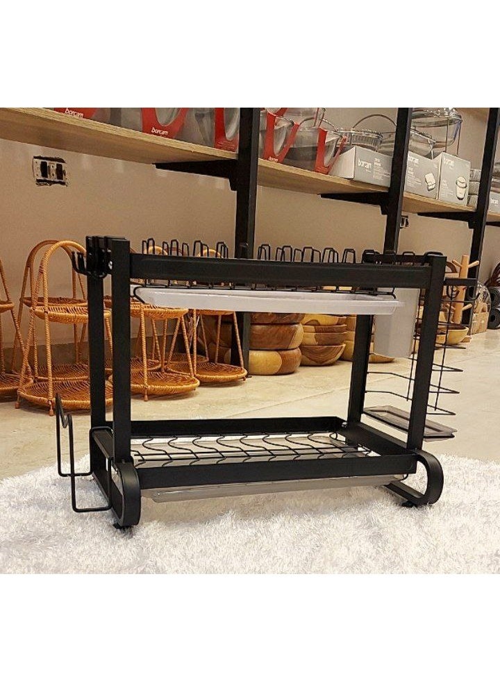 Imported 2-Tier Metal Dish Rack with Electrostatic Coating Rust-Resistant Elegant Kitchen Organizer  Hn  - Image 3