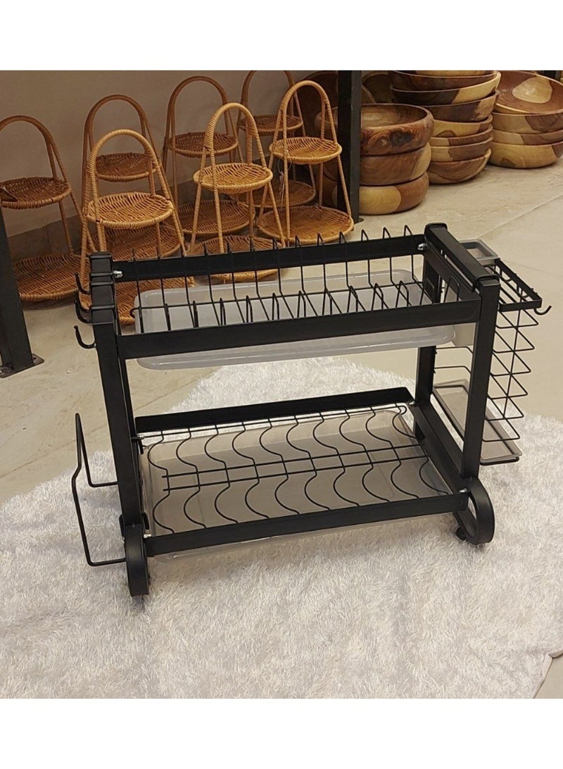 Imported 2-Tier Metal Dish Rack with Electrostatic Coating Rust-Resistant Elegant Kitchen Organizer  Hn  - Image 4