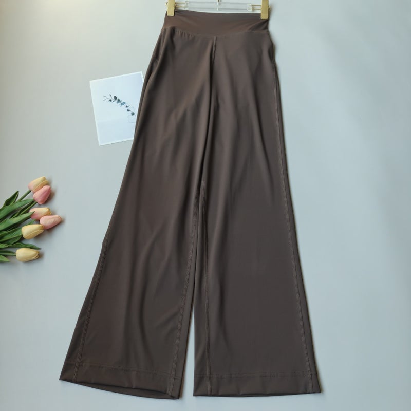 Qi Ta Women's High Waist Wide Leg Yoga Pants Quick Dry Running Training Lounge Pants - Image 1