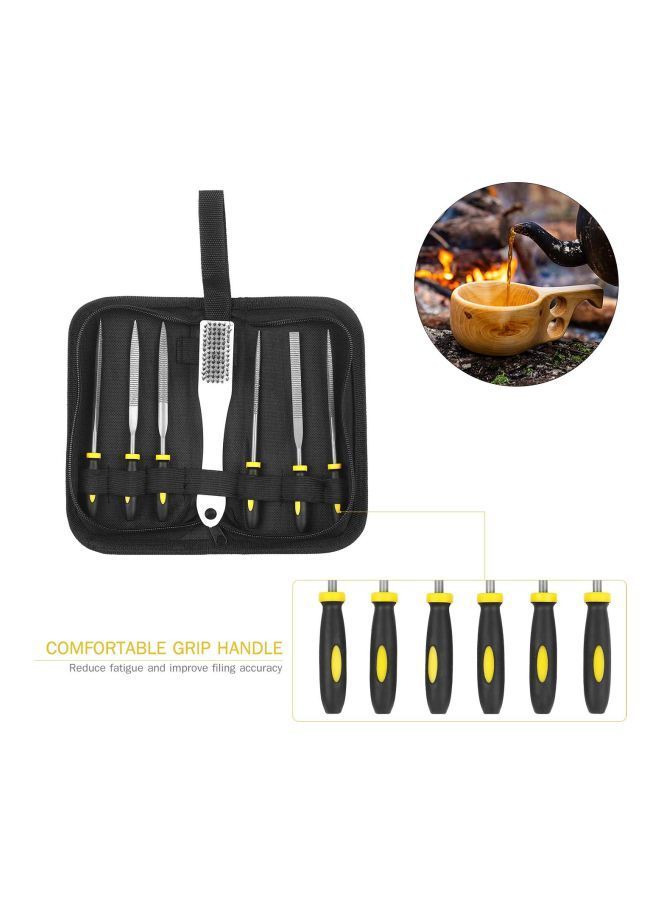NIBEMINENT 7-Piece File Set With Bag Black/Silver/Yellow - Image 3