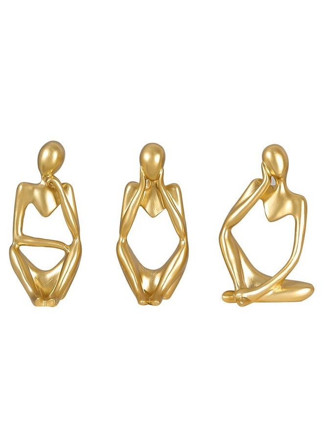 NIBEMINENT - Golden Thinker Resin Sculpture Set of 3 – A Perfect Fusion of Modern Art and Classic Philosophy, Elevating Your Space Aesthetics - Image 1