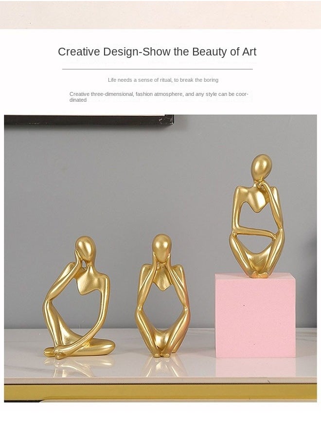 NIBEMINENT - Golden Thinker Resin Sculpture Set of 3 – A Perfect Fusion of Modern Art and Classic Philosophy, Elevating Your Space Aesthetics - Image 1