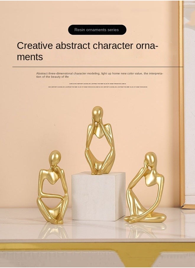 NIBEMINENT - Golden Thinker Resin Sculpture Set of 3 – A Perfect Fusion of Modern Art and Classic Philosophy, Elevating Your Space Aesthetics - Image 1