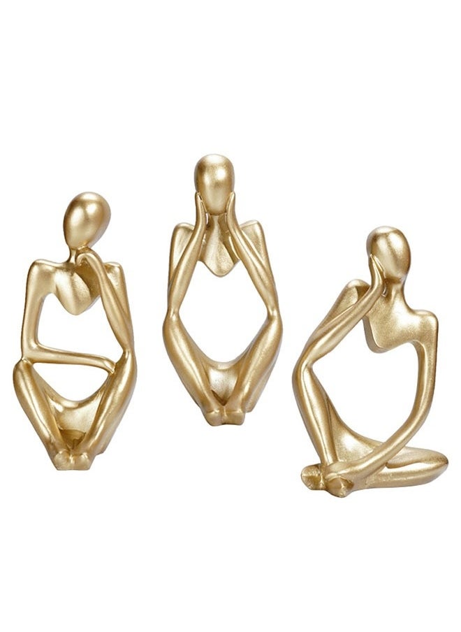 NIBEMINENT - Golden Thinker Resin Sculpture Set of 3 – A Perfect Fusion of Modern Art and Classic Philosophy, Elevating Your Space Aesthetics - Image 1