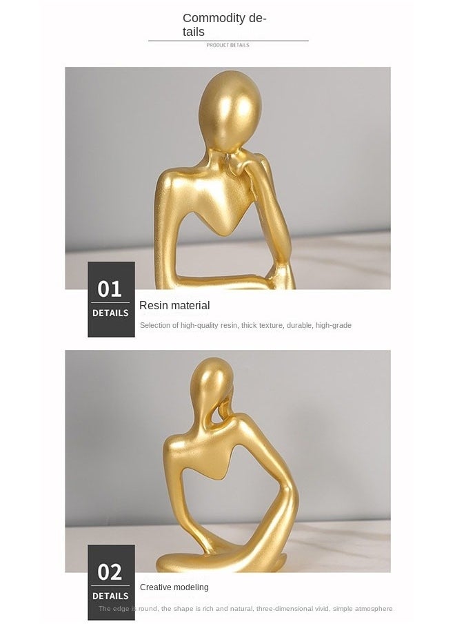 NIBEMINENT - Golden Thinker Resin Sculpture Set of 3 – A Perfect Fusion of Modern Art and Classic Philosophy, Elevating Your Space Aesthetics - Image 1