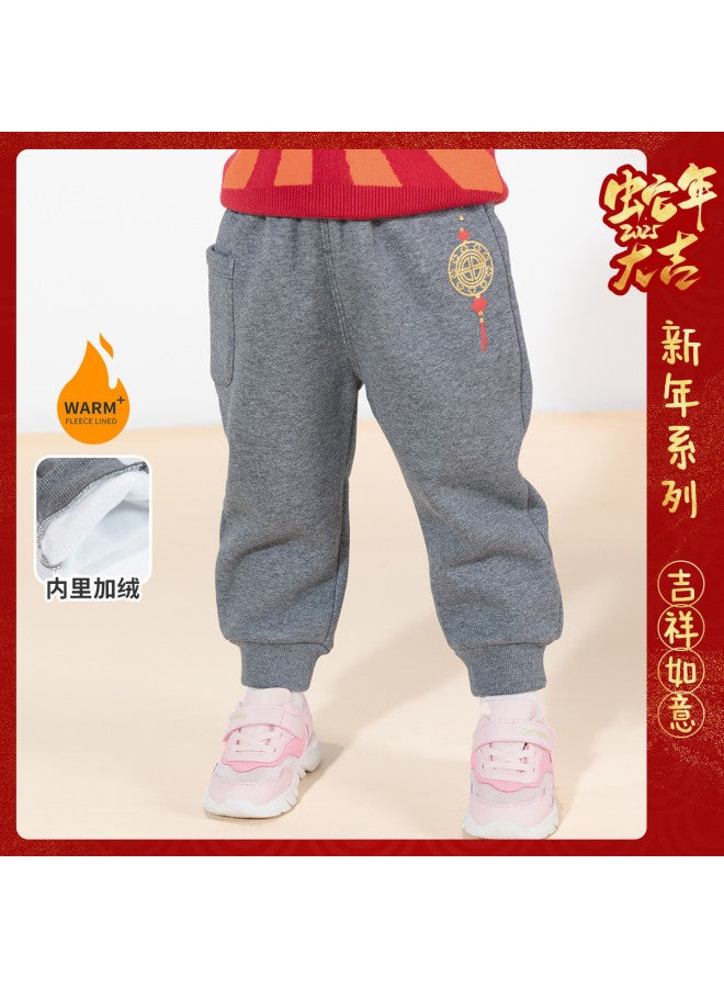 Bornbay spring & Autumn Chinese-style Baby Jogger Pants - Unisex Kids' Fashion Comfort Solid Color Cuffed Casual Pants - Image 2