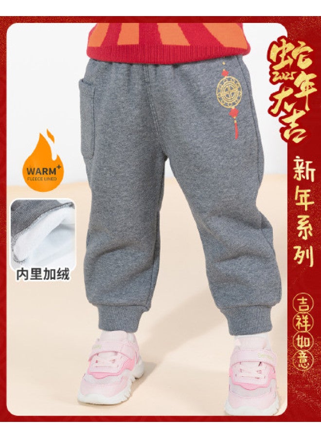 Bornbay spring & Autumn Chinese-style Baby Jogger Pants - Unisex Kids' Fashion Comfort Solid Color Cuffed Casual Pants - Image 1