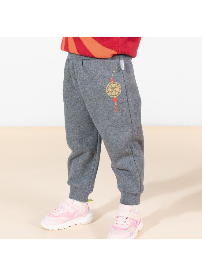 Bornbay spring & Autumn Chinese-style Baby Jogger Pants - Unisex Kids' Fashion Comfort Solid Color Cuffed Casual Pants - Image 4
