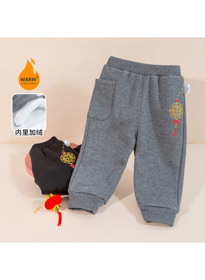 Bornbay spring & Autumn Chinese-style Baby Jogger Pants - Unisex Kids' Fashion Comfort Solid Color Cuffed Casual Pants - Image 3