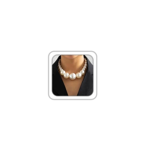 Peutlhomy Pearl Necklaces for Women Big Pearl Choker Necklaces Chunky Statement Necklace Adjustable Wedding Party - Image 1