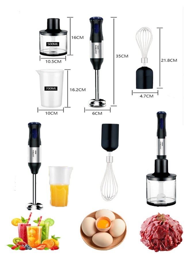 sokany Hand Blender/Mixer With Chopper and Whisk, Handheld 1000W Motor Electric Whisk Stainless Steel Whisk, Chopper Bowl, Measuring Beaker 4-IN-1, 5 Speed Stick Blender for Kitchen, Baby Food, SK-1711-4  - Image 3
