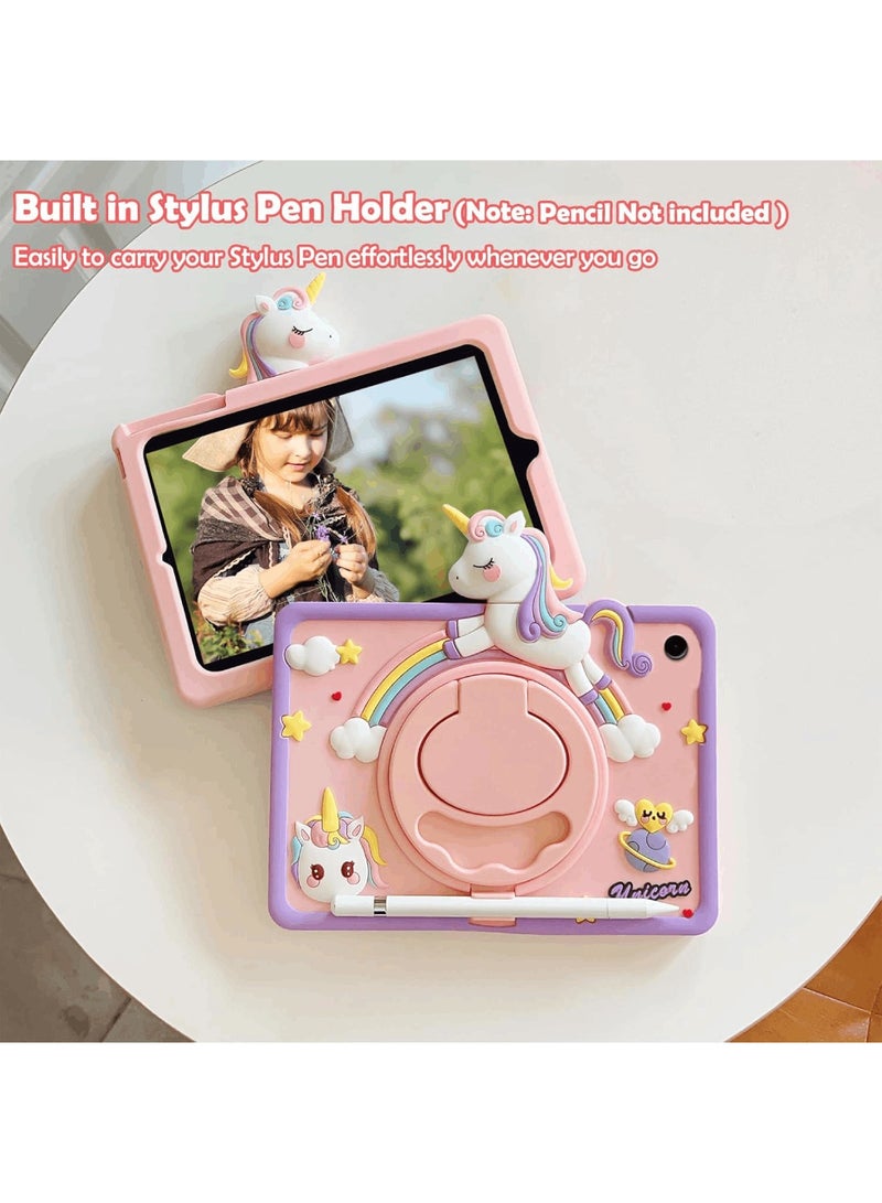 Aookay Kid Case Compatible with Samsung Galaxy Tab A9+/A9 Plus 11 Inch 2023 Cover with Pen Holder, 360° Rotating Handle Stand (Pink Purple) - Image 4