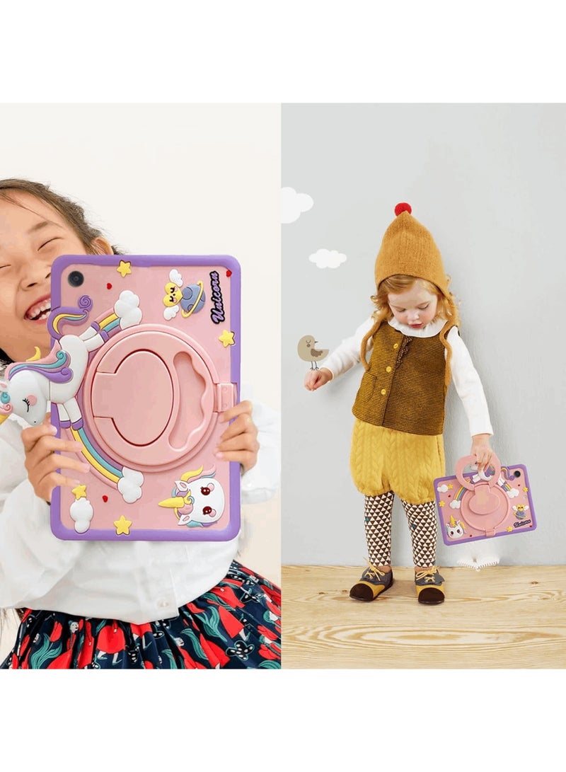 Aookay Kid Case Compatible with Samsung Galaxy Tab A9+/A9 Plus 11 Inch 2023 Cover with Pen Holder, 360° Rotating Handle Stand (Pink Purple) - Image 3