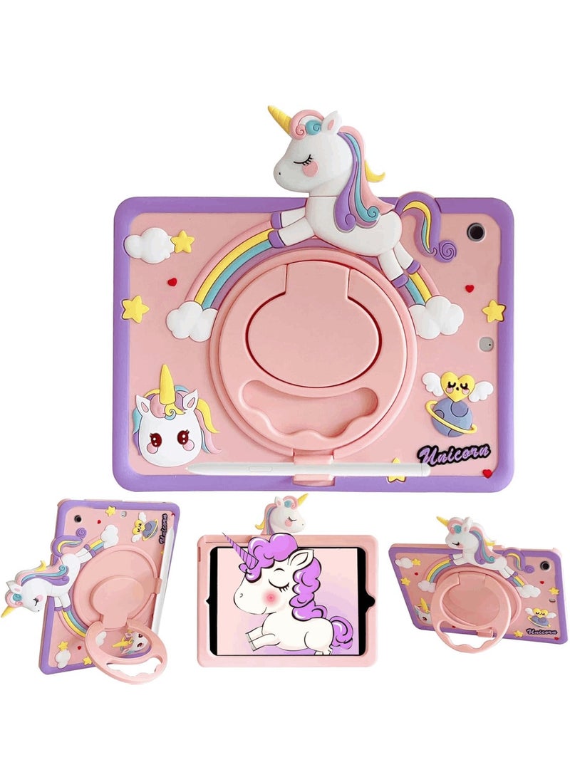 Aookay Kid Case Compatible with Samsung Galaxy Tab A9+/A9 Plus 11 Inch 2023 Cover with Pen Holder, 360° Rotating Handle Stand (Pink Purple) - Image 1