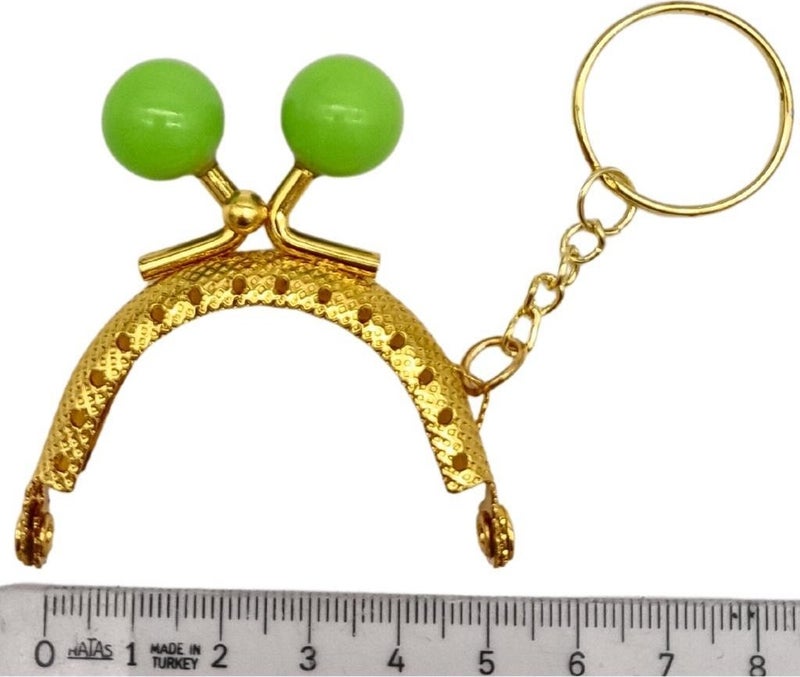 Angel Çanta Aksesuar Angel Bag Accessory 5 cm Keychain Bulk Wallet Clip Pistachio Green Color Gold Metal  - Image 2
