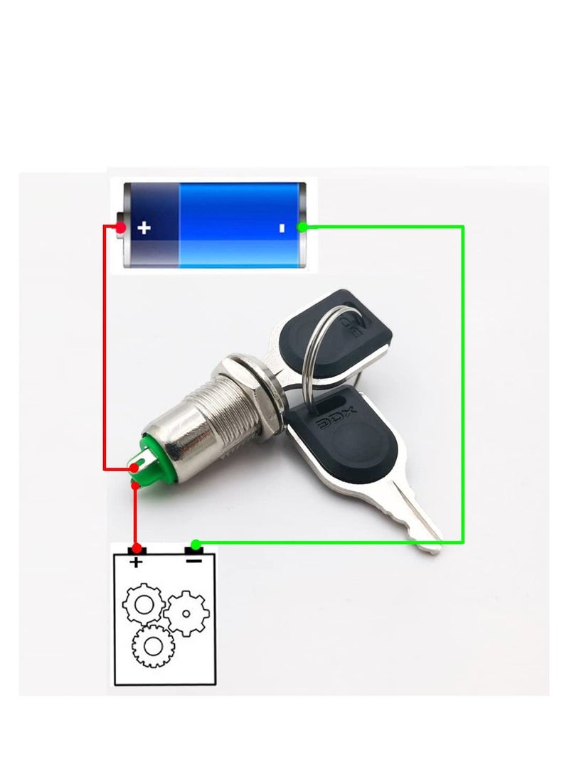 Generic - 12mm On/Off Metal Key Lock, Switch Key Switch Lock Maintained Latching Key Switch, Made of High-quality Zinc Alloy Material, Anti-Corrosion, Anti-rust, Small in Size, Sturdy and Durable (Pack of 5) - Image 1
