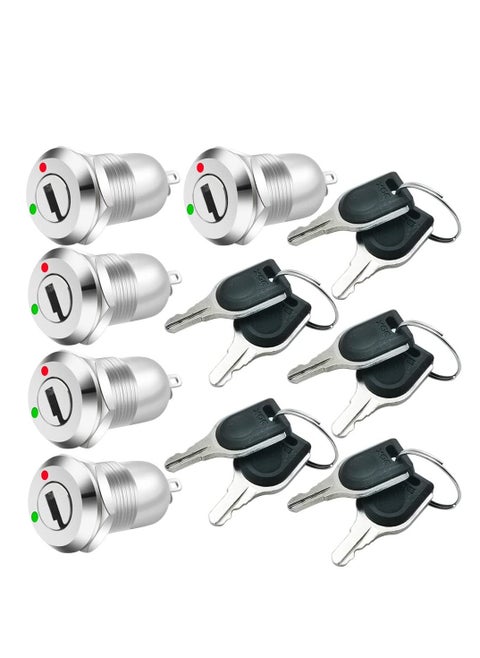 12mm On/Off Metal Key Lock, Switch Key Switch Lock Maintained Latching Key Switch, Made of High-quality Zinc Alloy Material, Anti-Corrosion, Anti-rust, Small in Size, Sturdy and Durable (Pack of 5)