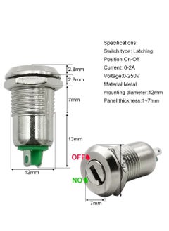 Generic 12mm On/Off Metal Key Lock, Switch Key Switch Lock Maintained Latching Key Switch, Made of High-quality Zinc Alloy Material, Anti-Corrosion, Anti-rust, Small in Size, Sturdy and Durable (Pack of 5)  - Image 4