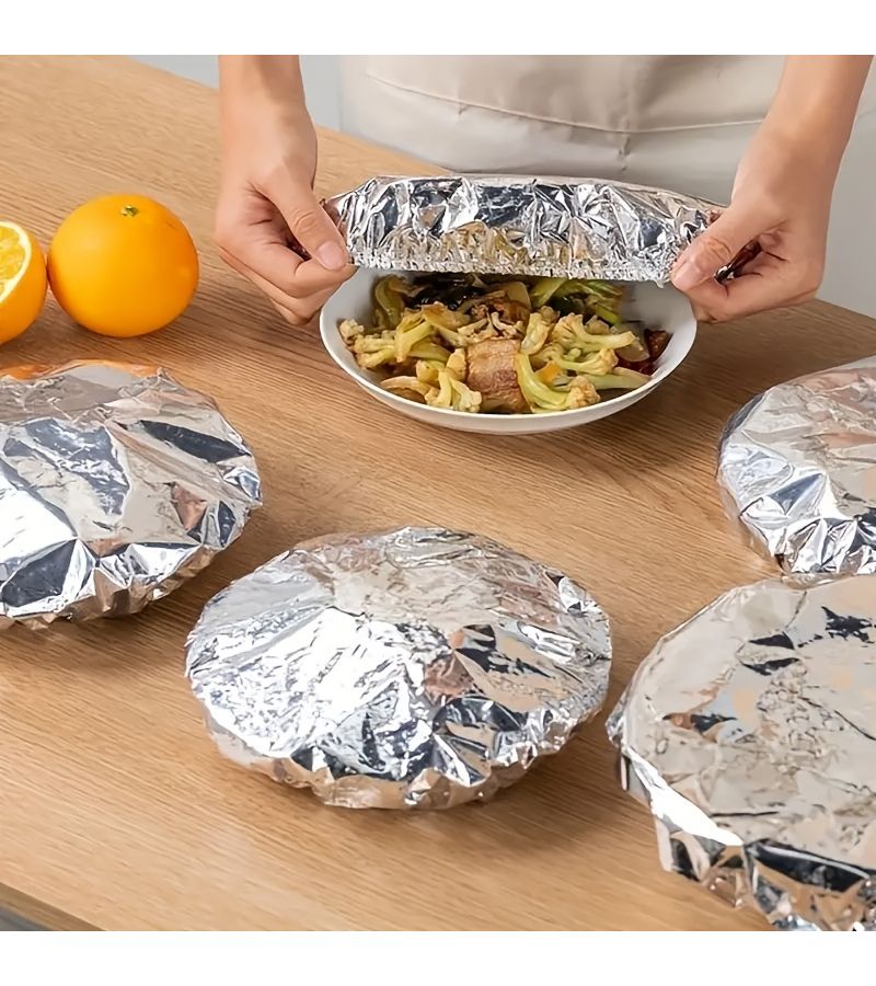 60 PCS Reusable Aluminum Foil Insulation Covers Food Warm Fresh Bowl Plate Kitchen Cover - Image 1