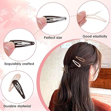 YUXIANLB 20Pcs Metal Snap Hair Clips Accessories Water Drop No Slip Barrettes Heavy Coated Small Clips For Thick And Thin Fine Hair 5 Colors - Image 3
