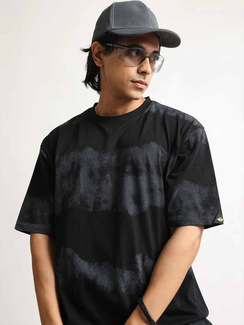 Maniac Maniac Mens Neutral Stripe Polo Neck Half Sleeve Grey and Black Cotton Polo T-Shirt