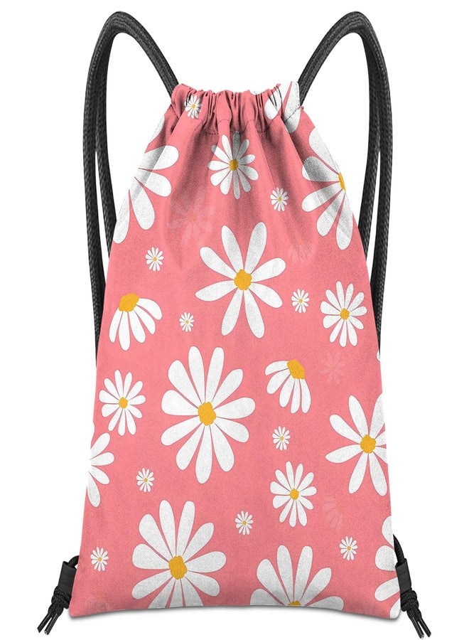 BHAHB Drawstring Backpack for String Bag Waterproof Cute Sports Beach Swimming Travel (13"×17")-Daisy - Image 1