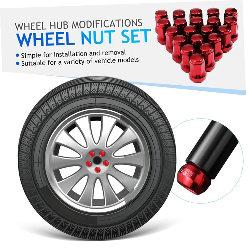 Tire Lug Nuts Wheel Nut Covers Red Outer Replacement Caps Car Tire Accessories - Image 4