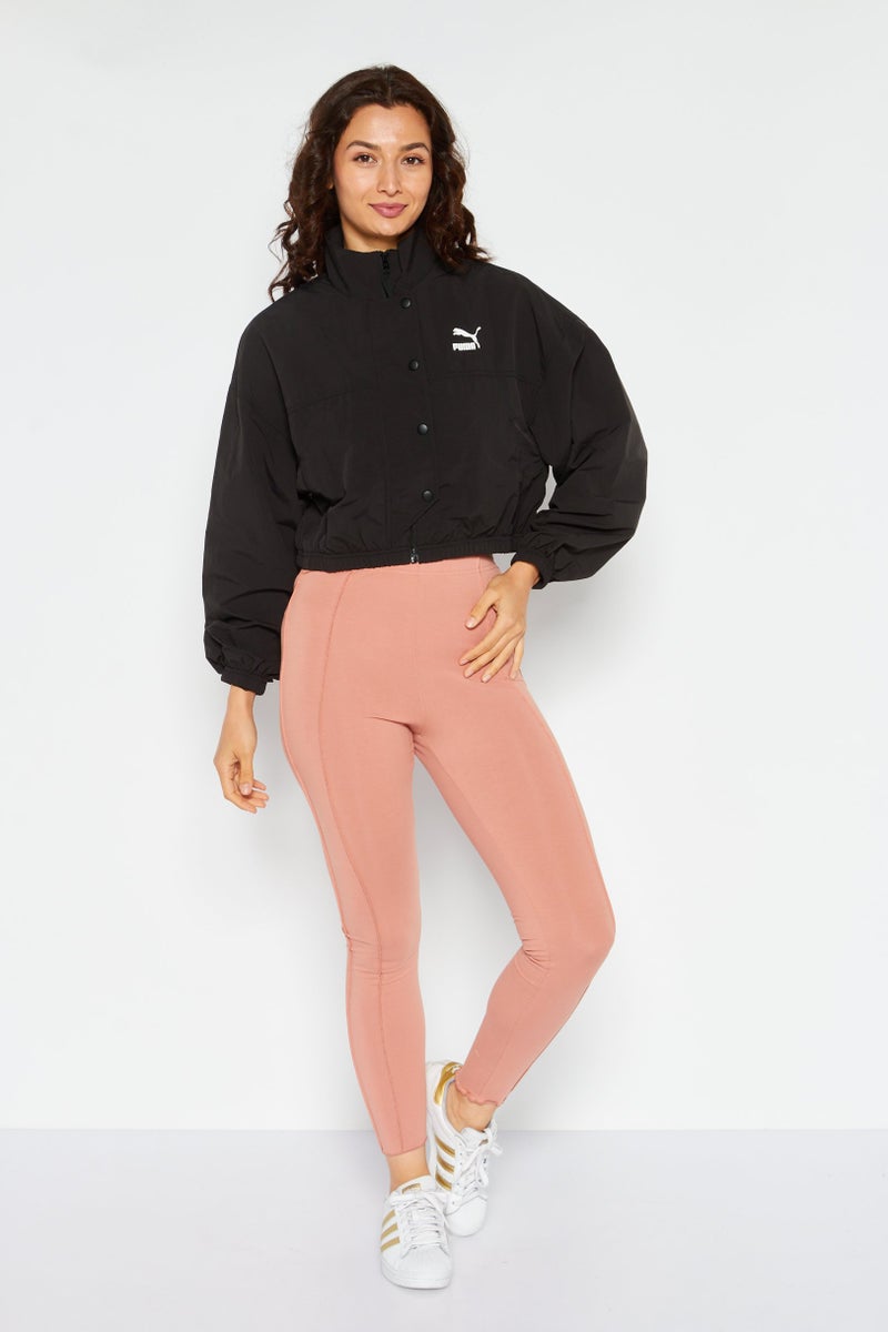 PUMA جاكيت واقي من الرياح طويل الأكمام للنساء، أسود - Image 2