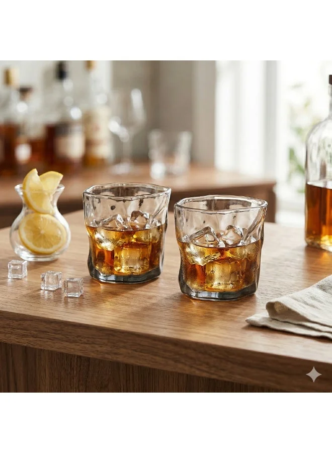 Fissman Fissman Whiskey Glass 260mL, Set of 2 Irregular Shape Glasses
