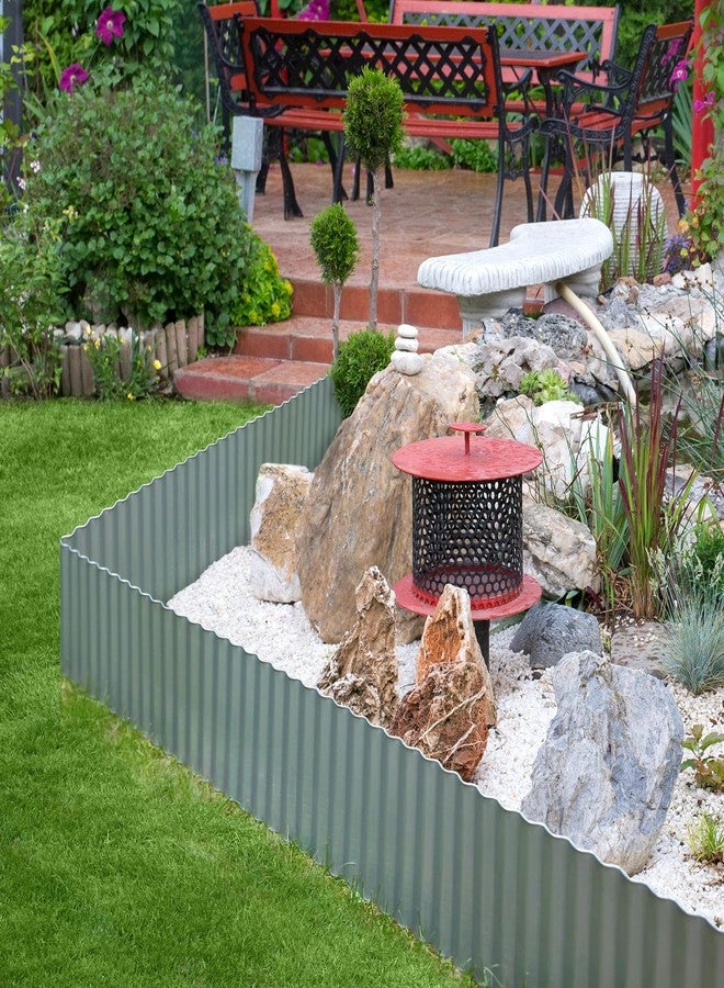 Worth Garden Wide-Corrugated Galvanized Steel Landscape Lawn Edging - 8" x 20' Flexible Sturdy Garden Long Strips of Metal Edging for Raised Flower Bed Tree Surrounds - Image 3
