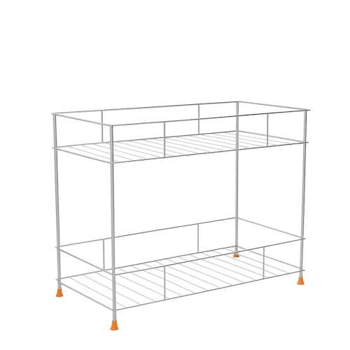 Cri8Hub Stainless Steel 2-Tier Kitchen Countertop Spice Container Organizer Rack with Shelf Liner for Kitchen/Cabinet/Pantry/Office (Rectangle) 35L x 16W x 28H cm - Image 4