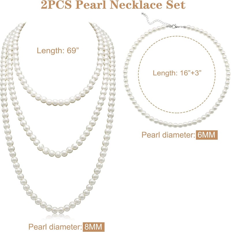 Aisansty Long Pearl Necklaces for Women Cream White Faux Pearl Strand Layered Necklace Costume Jewelry - Image 4