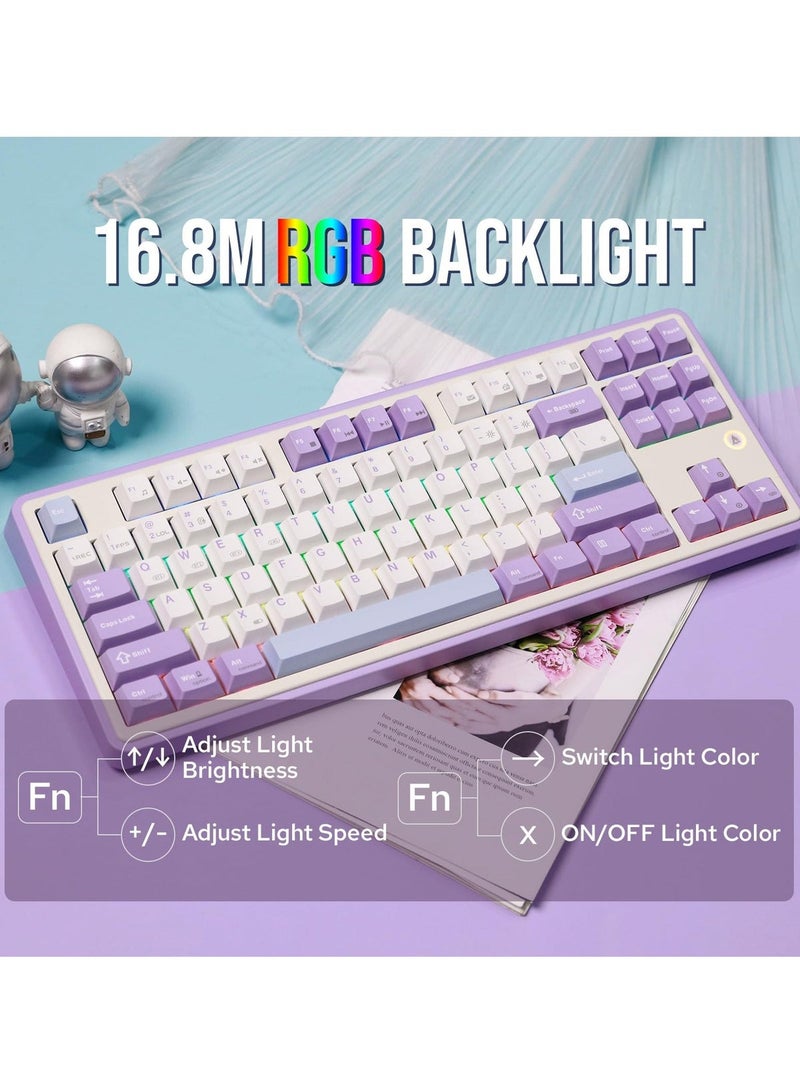 Ajazz AK870 TKL Hot Swap Gasket Mount Mechanical Keyboard, Bluetooth/2.4G/USB-C RGB, South-Facing LED, for Windows/Mac, Flying Fish Switch - Image 4