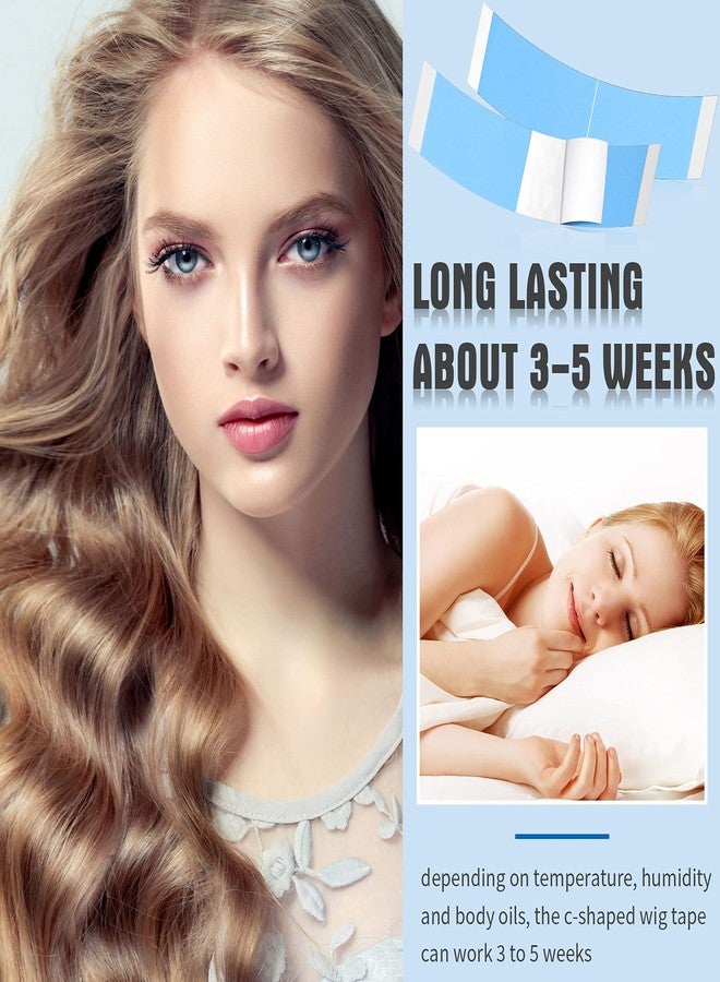 مايتيز شريط لاصق مزدوج الجوانب مقاوم للماء على شكل حرف C للشعر المستعار الأمامي من الدانتيل من مايتيز، 120 قطعة، مناسب للشعر المستعار الطويل والقصير بدون شعر، والشعر المستعار، والوصلات (أزرق) - Image 4
