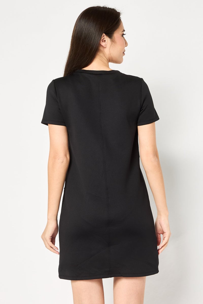 promod Women Solid Mini Dress, Black - Image 3