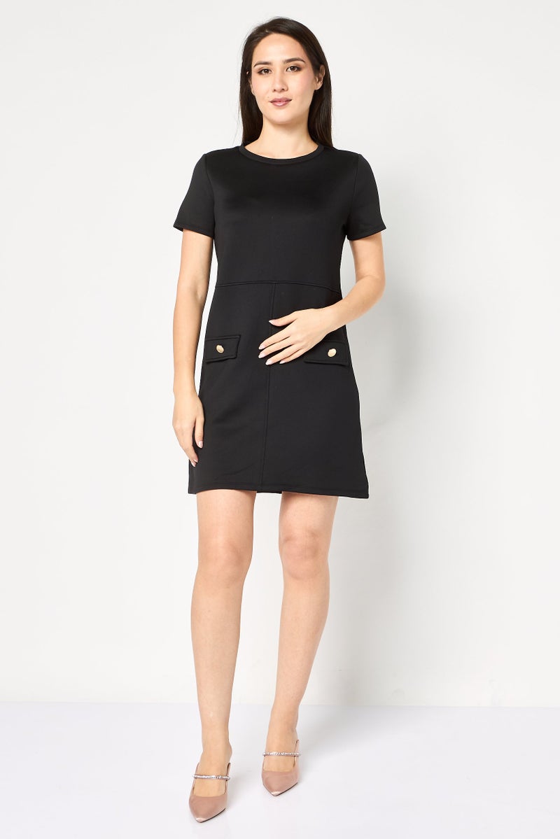 promod Women Solid Mini Dress, Black - Image 4
