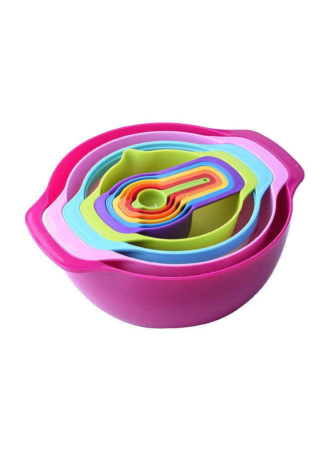 Generic 10PCS Mixing Bowl Set, Measuring Spoon Set, Coloful Sieve, Colander, Strainer Bowl, Salad Bowl With Handle, for Kitchen Baking Vegetables Fruits Cleaning  - Image 1