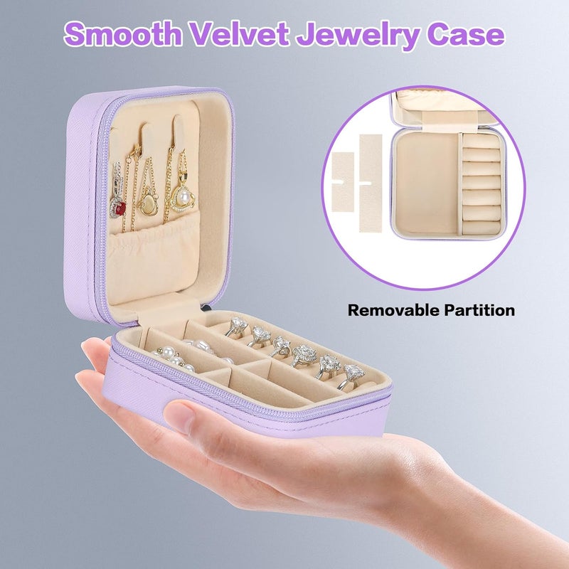 LETURE PU Leather Small Jewelry Box, Travel Portable Jewelry Case for Ring, Pendant, Earring, Necklace, Bracelet Organizer Storage Holder Boxes (Purple) - Image 4