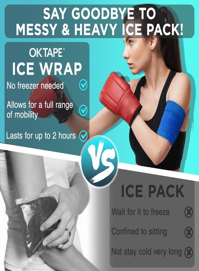 OK TAPE 2 Rolls Ice Self Stick Bandage Wrap, Instant Cold Relief for Knee, Ankle, Wrist, Cold Compress Elastic Athletic Tape for Sports Injuries, No Refrigeration Needed, 4 Inch Wide, Navy Blue - Image 3