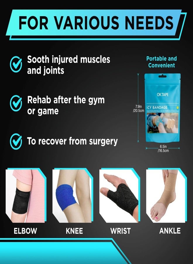 OK TAPE 2 Rolls Ice Self Stick Bandage Wrap, Instant Cold Relief for Knee, Ankle, Wrist, Cold Compress Elastic Athletic Tape for Sports Injuries, No Refrigeration Needed, 4 Inch Wide, Navy Blue - Image 5