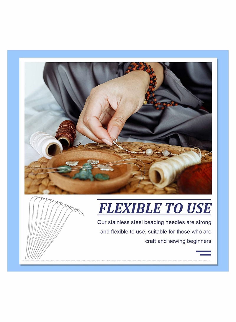 SYOSI 10 Pieces 4 Inch Big Eye Curved Beading Needle Stainless Steel Beading Needles Silver Curved Sewing Needles DIY Bead Spinner Needles Craft Curved Needles Sewing Tool for Bead Needles Tool - Image 4